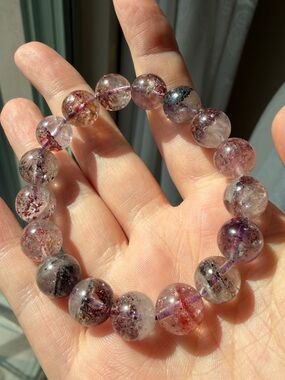 Natural Super Seven Quartz Bead Bracelet